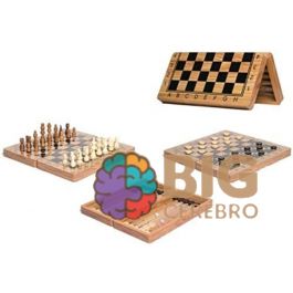 Ogo tabuleiro xadrez dama e gamao 3 em 1 educativo e 1 domino